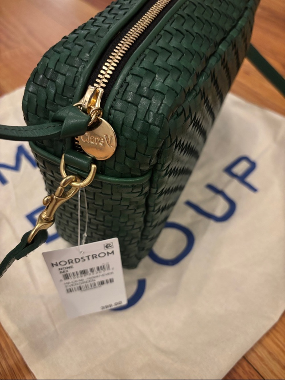 NWT Clare V Woven Leather Crossbody Camera Bag in Dark Green - Picture 4 of 8